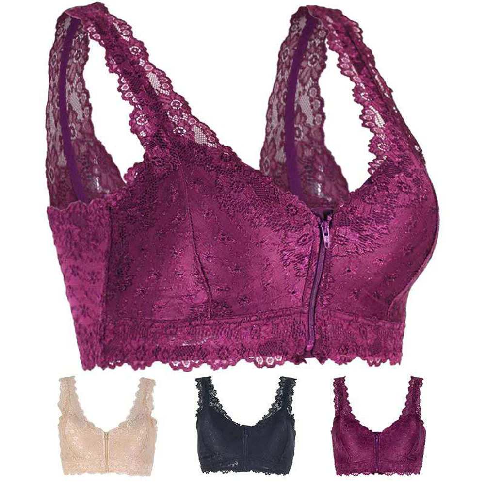 Female Seamless Front Closure Sexy Lace Bras For Women No Wire Push Up Bra Comfort Underwear Backless Bralette Sexy Lingerie