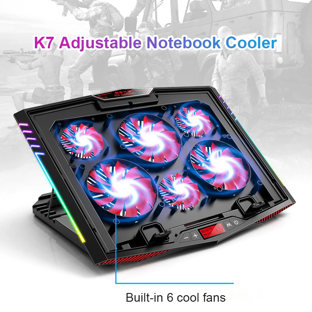 

K7 6 Fans RGB Laptop Cooling Pad Gaming Notebook PC Heatsink Cooler Stand