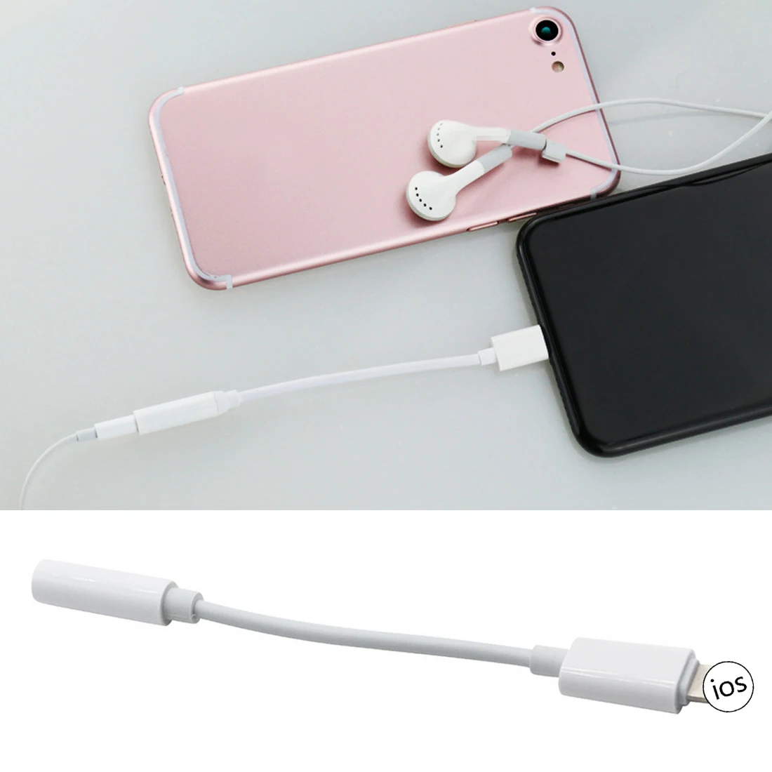 

Music control and call function headset adapter 3.5 mm headset jack adapter, compatible with iPhone 8/X/Xr/Xs/7