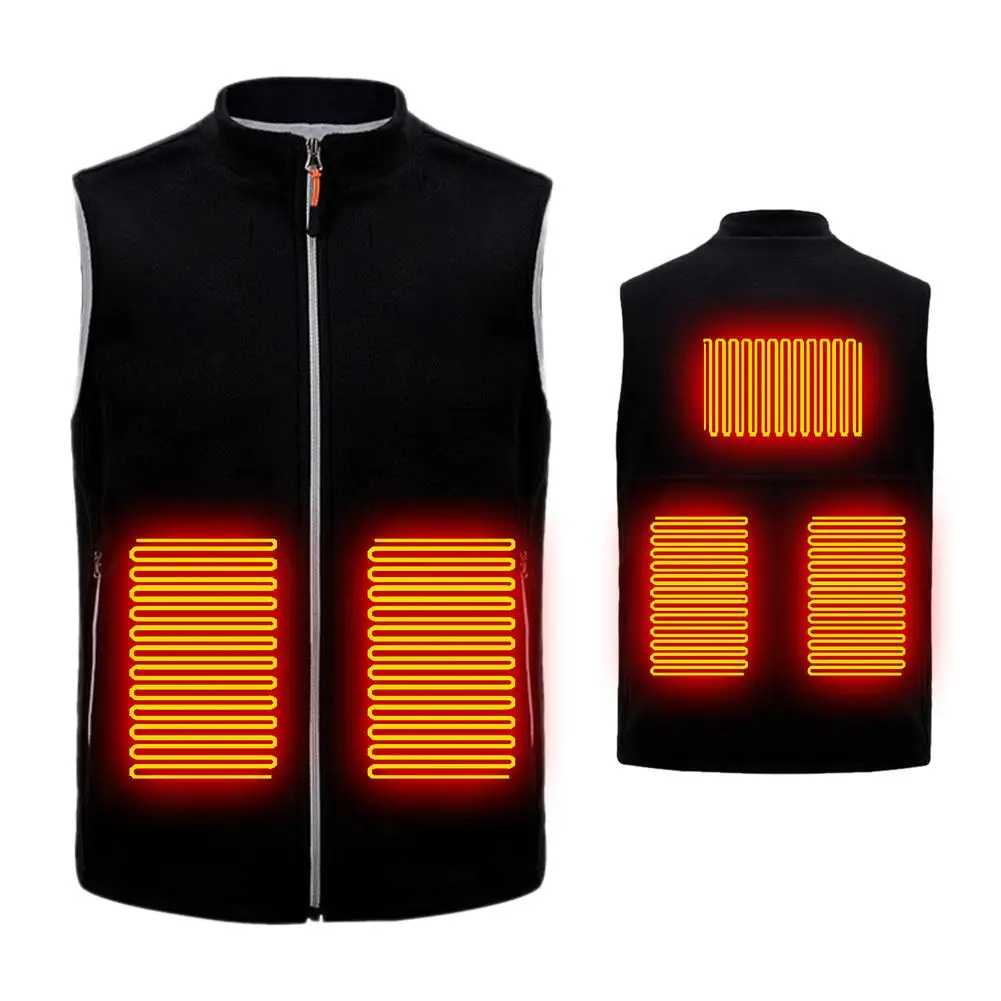 

Mens Heated Vest - Winter Heating Vest USB Warmer Coat 5 Heated Pads Efficient Heating 3-Level Switch Adjustable Washable W