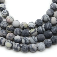 natural stone matte black network stripes round beads 15 strand for jewelry making bracelet necklace4 6 8 10 12mm wholesale