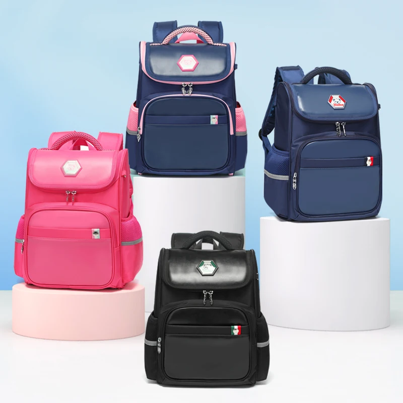 

SUN EIGHT Orthopedic Back School Bags for Girls PU Children Backpack 3D Zippers Backpacks Waterproof Kids Bag