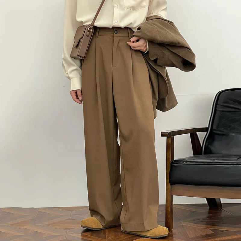

Trend Floor Dragging Loose Wide Leg Suit Pants Men's High Waist Casual Trousers 2021 Autumn New Black Long Pants 9Y9395