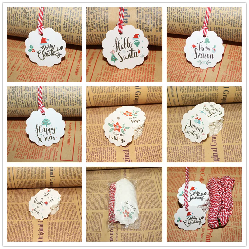 100 шт. дневные бирки бумажные для упаковки конфет на рождественскую вечеринку |