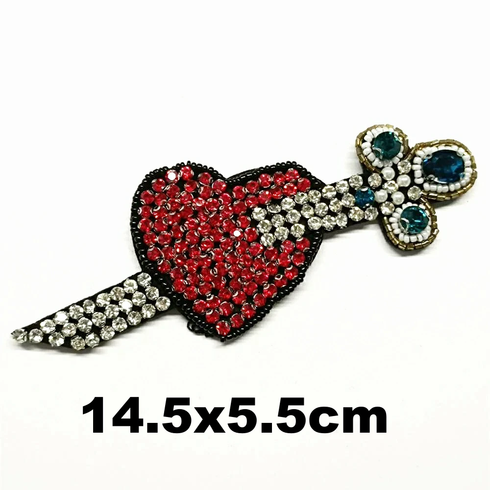 

Garment accessory embroidery beaded sword love heart embroideried patches for clothing PA-3295