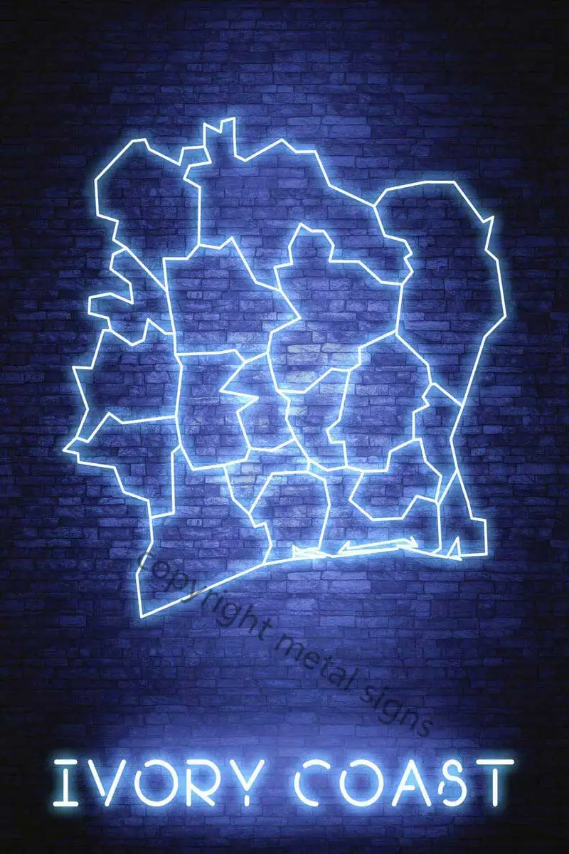 

Ivory Coast Abidjan Wall Decor Retro Vintage Metal Sign Tin Sign Tin Plates Neon Sign For Man Cave Cafe Pub Home Club