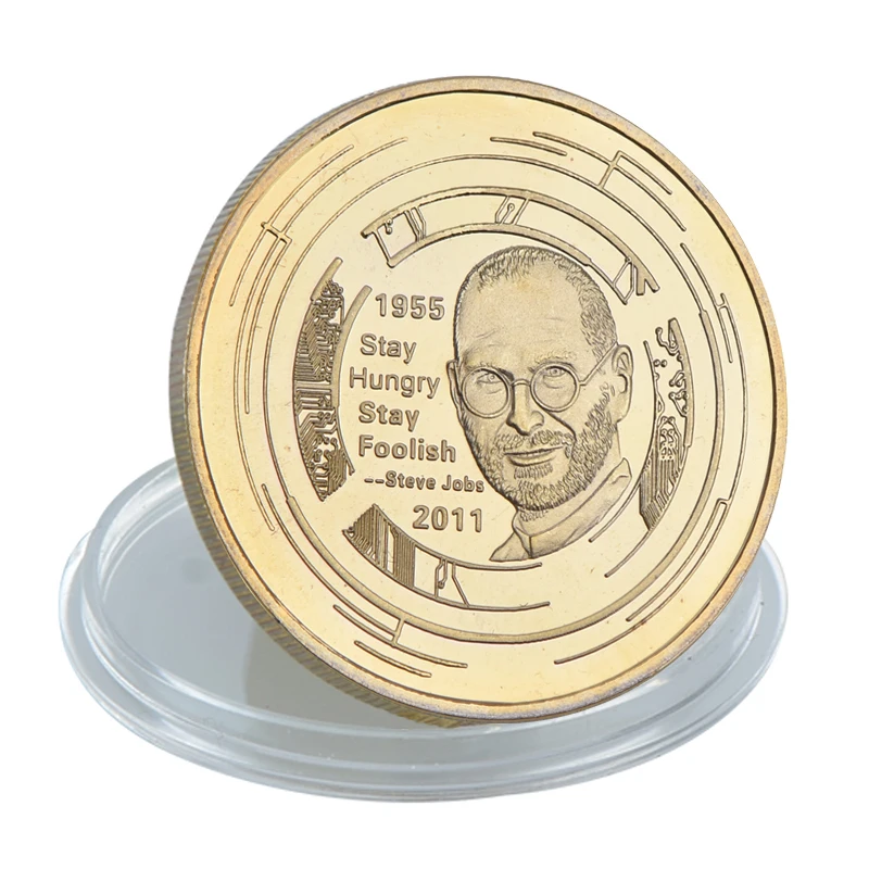 Набор золотых монет Steve Jobs с держателем для US Challenge оригинальные металлические