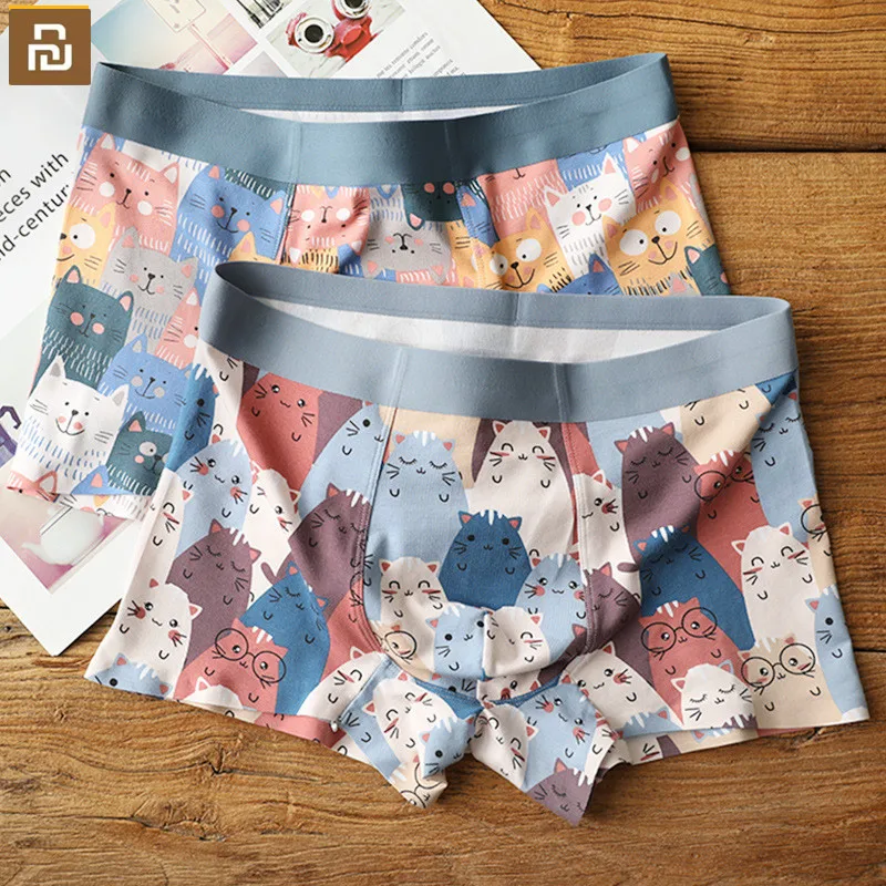 

Youpin Modal Man's Boxershorts Personality Ainmal Print Male Underwear Men's Soft Cotton Seamless Mid-waist Boxer Shorts Panties