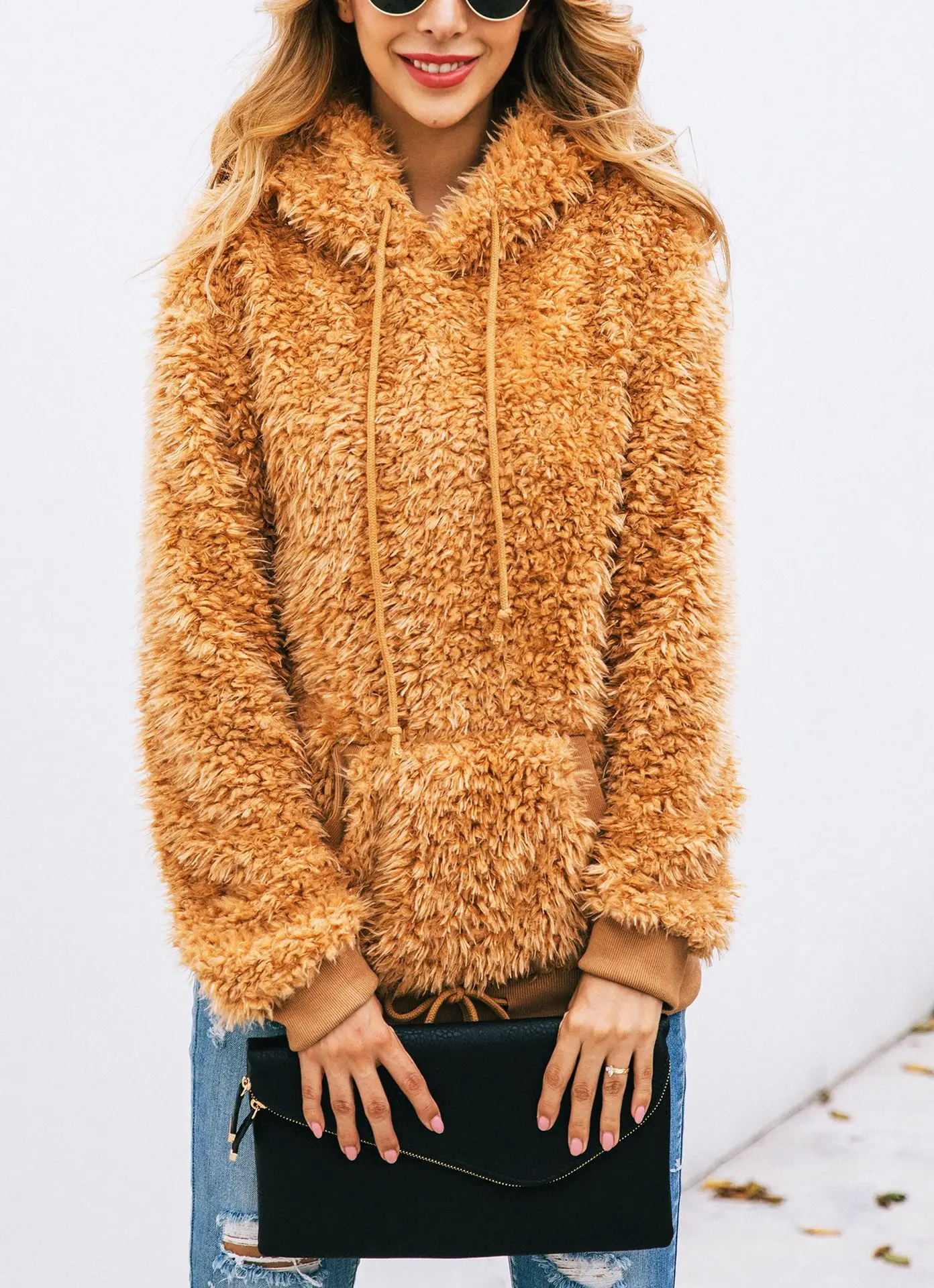 Толстая теплая Женская толстовка осень зимняя одежда с v-образным вырезом