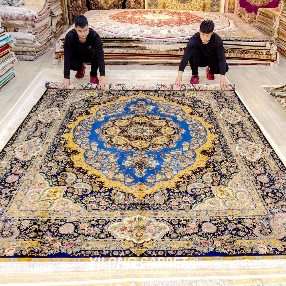 Goedkoop Yilong 9 'X 12' Klassieke Home Decoratie Perzische Handgeknoopte Oosterse Zijde Iraanse Tapijten (ZQG414)