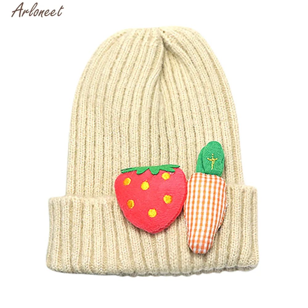 ARLONEET/детская шапка Зимняя теплая вязаная шерстяная с рисунком клубники для