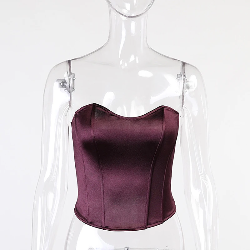 Wrap Breast 2022 Summer Strapless Corset Slim Sexy Crop Top Women Backless Short With Fishbone Female Mujer | Женская одежда