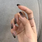 Накладные ногти, 24 шт., длинные квадратные, черные, накладные ногти в стиле граффити, корейский маникюр, съемные, клей для нейл-арта