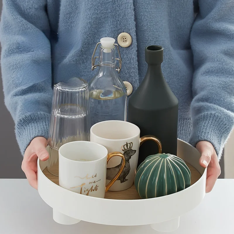 Круглый поднос для хранения в скандинавском стиле хлеба закусок фруктов блюд еды