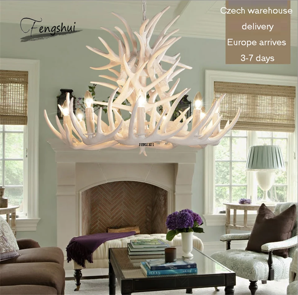 Скандинавский светодиодный светильник люстры из смолы рога для кухни подвесной