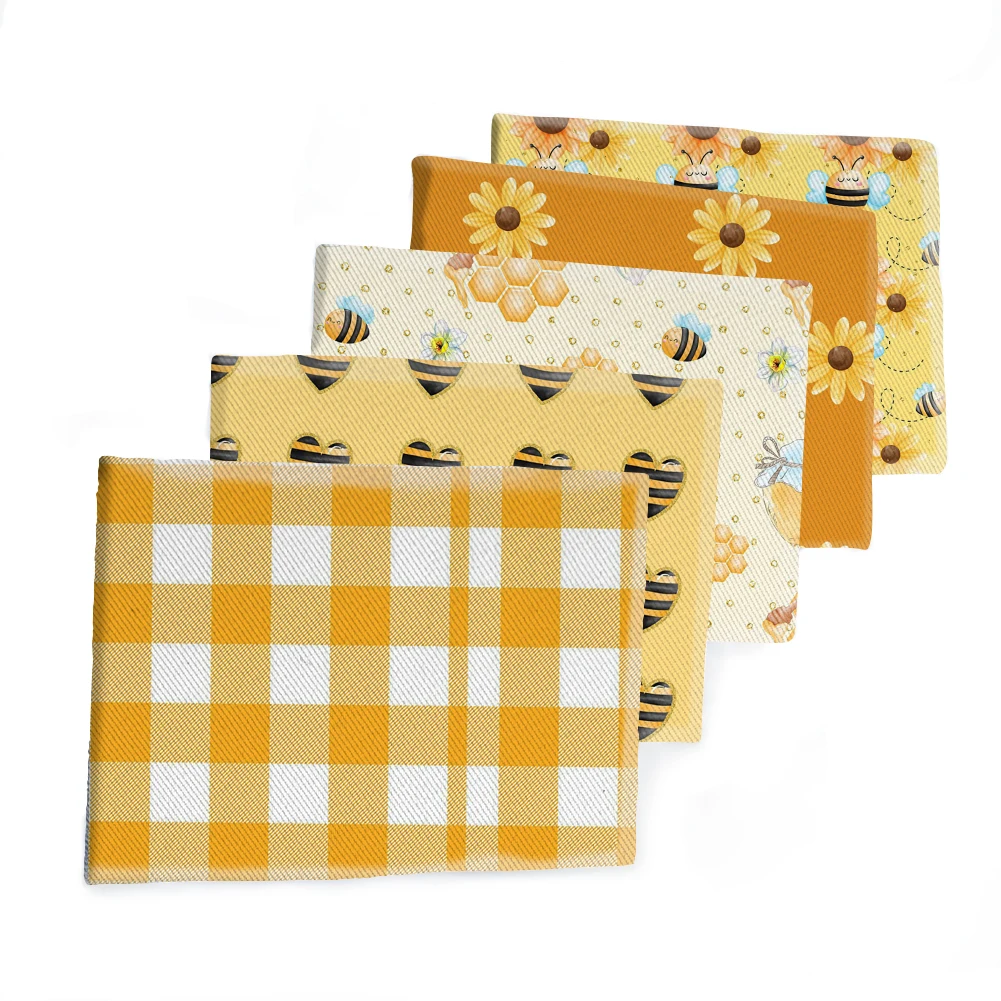 Саржевая ткань из полиэстера и хлопка с мультяшным принтом животных пчелы