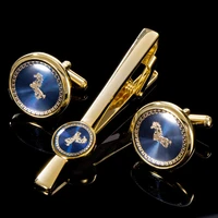 gold horse cufflinks necktie clip for tie pin for mens gift classic pattern tie bar cufflinks tie clip set men jewelry tz 413
