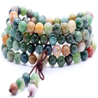 natural 6mm indian agate 108 beads mala bracelet yoga healing bless unisex spirituality wristband fengshui cheaply ruyi