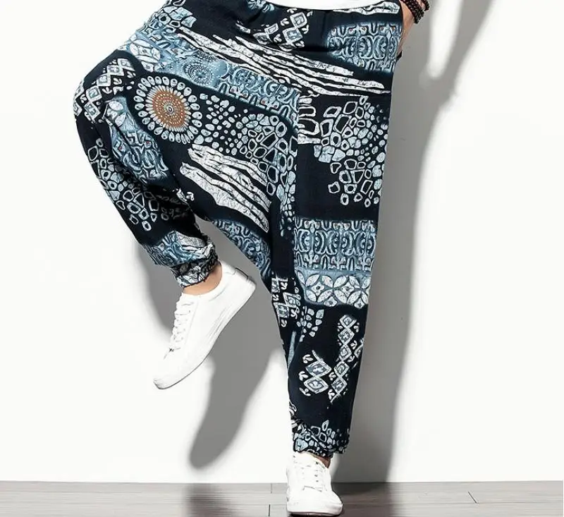 

2021 Four Seasons Pulse Size M-5Xl Casual Pants Cotton and Linen Printed Men Pants