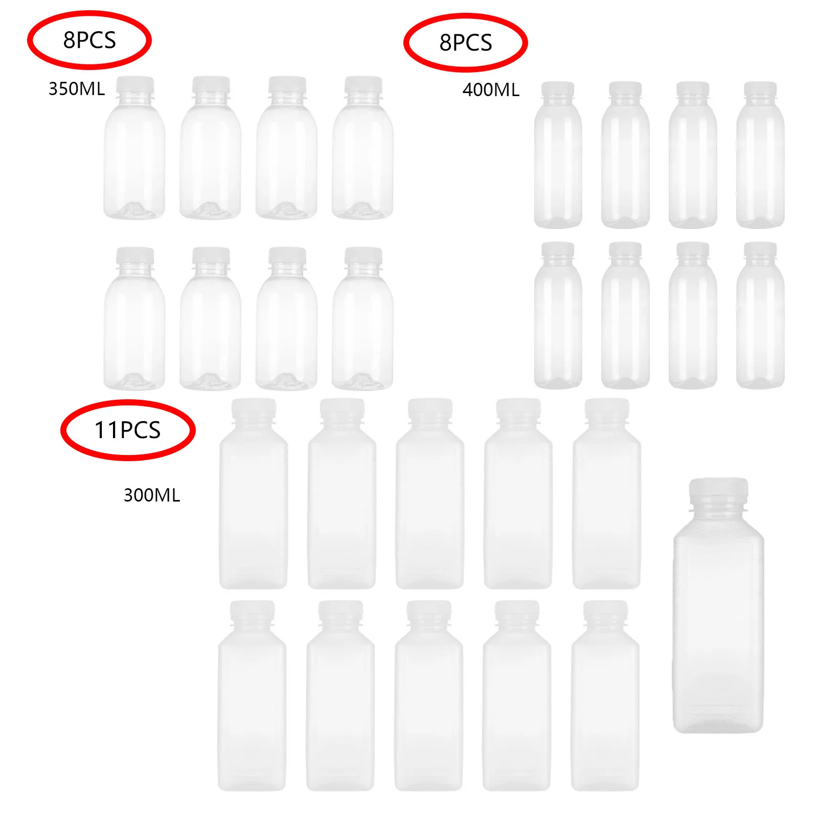 Empty Clear Plastic Water Bottles Reusable Juice Milk Drink Pots Leak Proof Keep Fresh Beverage Containers Portable Storage Cups | Дом и сад