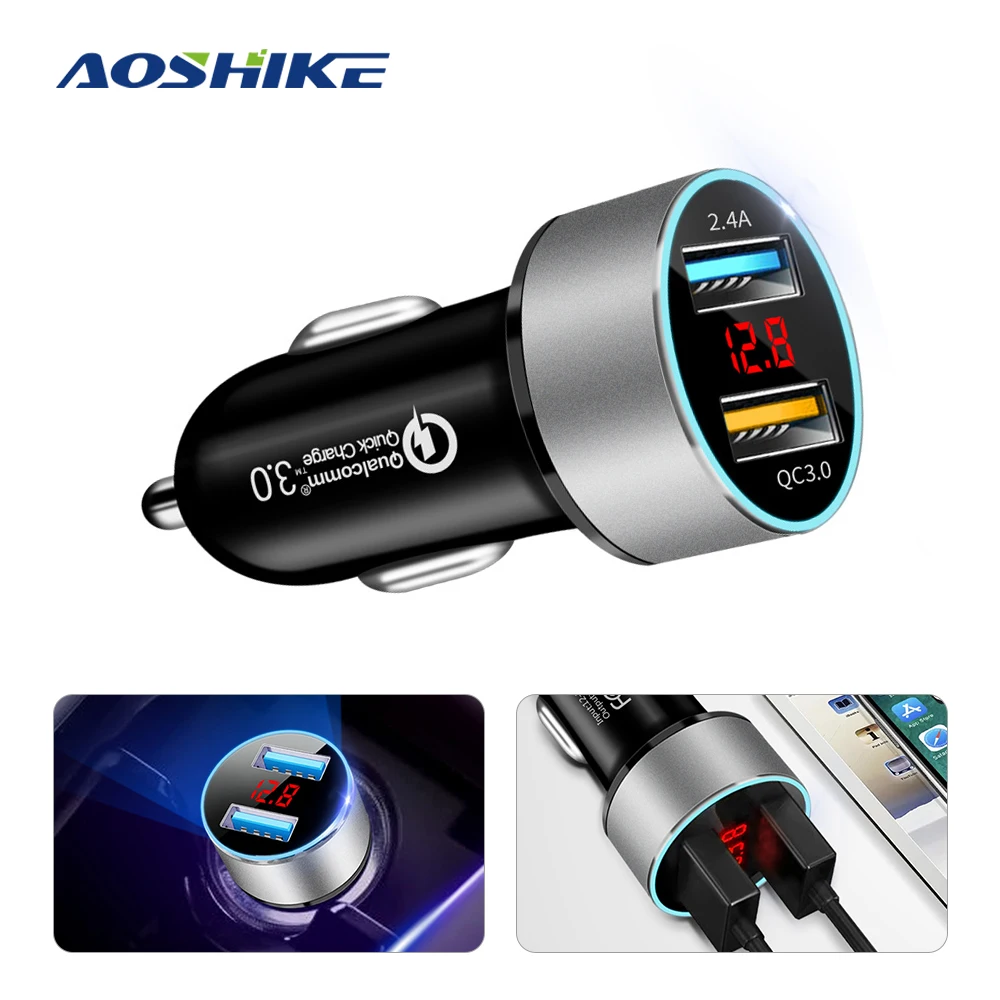 Автомобильное зарядное устройство AOSHIKE с двумя USB-портами 12 В QC 3 0 |