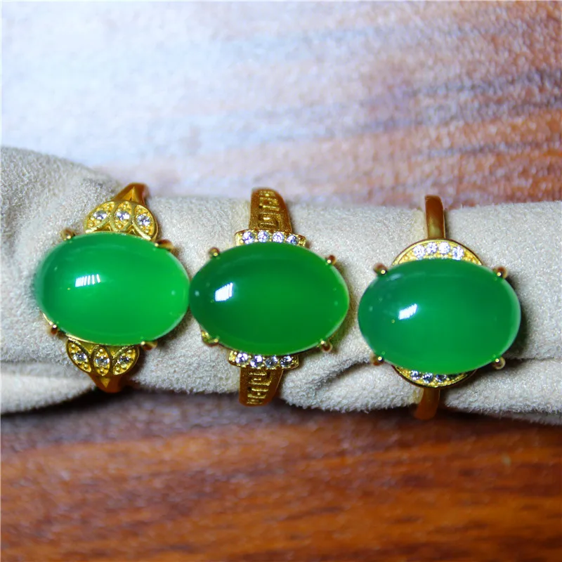 Оптовая продажа индивидуальные модные ювелирные изделия Зеленый Халцедон