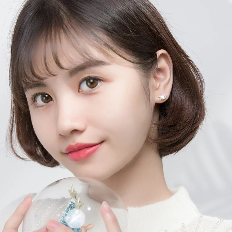 Modian модные животных серьги-гвоздики для женщин 925 стерлингового серебра эмаль