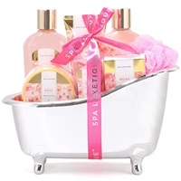 8pcs women spa gift basket in rose scent body bath set with bubble bath body lotion bath bombs body butter