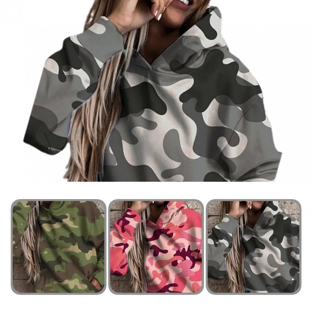 

Camo Casual Long Sleeve Autumn Hoodie Loose Spring Hoodie Camouflage for Women