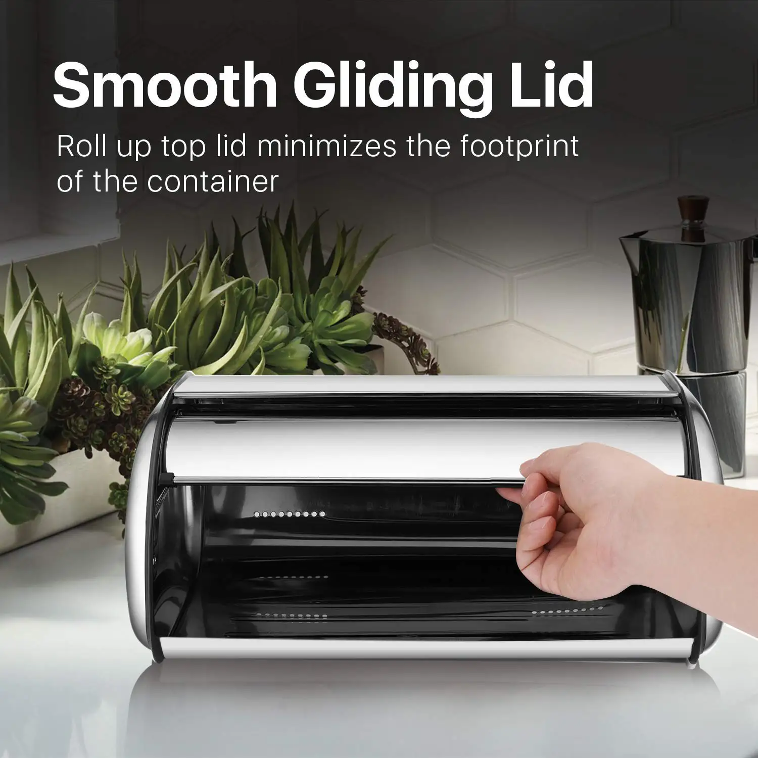 

Bread Storage Case Container Kitchen Bread Box Kitchen Gadget for Bakery with Window with Handle Silver