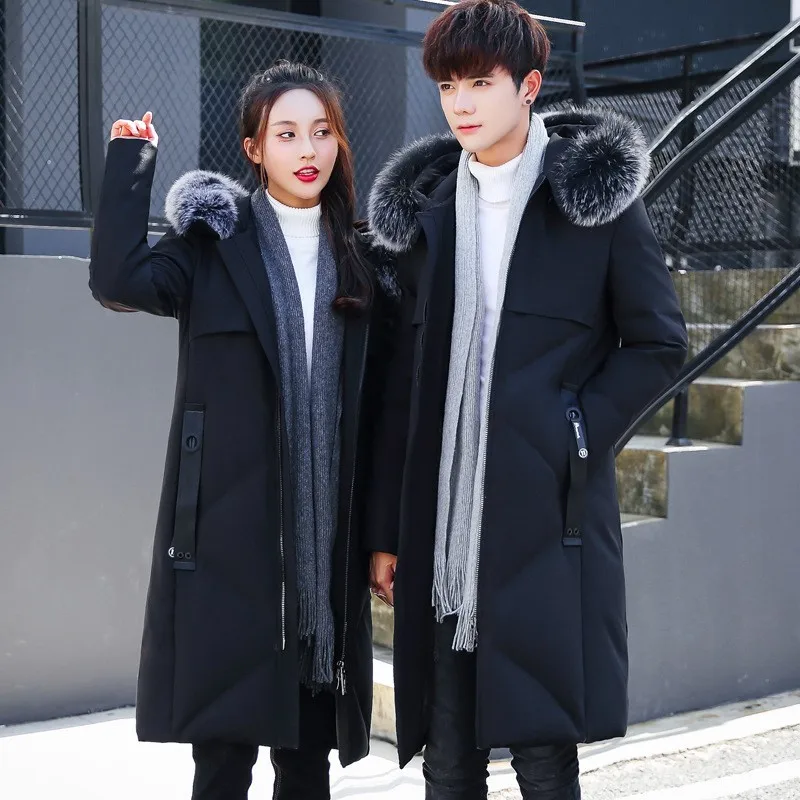 

Mens New Winter Long Parka Coats Thick Warm Down Jacket Fox Fur Collar Windbreaker Overcoat Plus Size S-3XL Hooded Parka Jacket