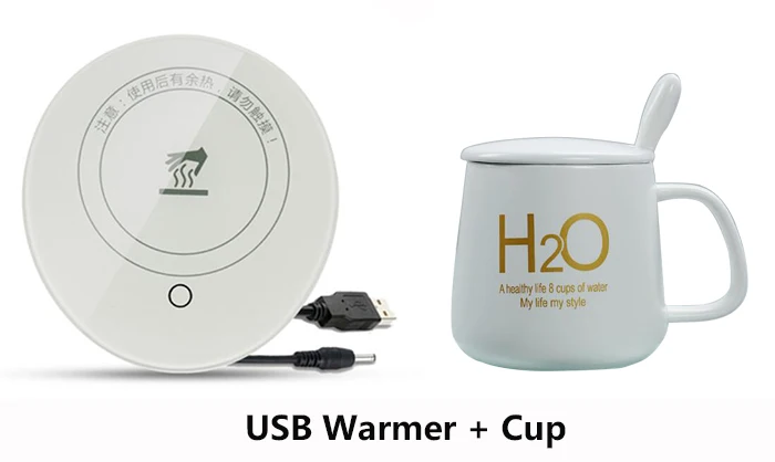 Style 6 5V 2A USB Грелка гаджеты гравитационная индукция высокая термостойкость стеклянная чашка подставка usb нагреватель постоянная кружка коврик с керамической чашкой - Цвет: Style 6