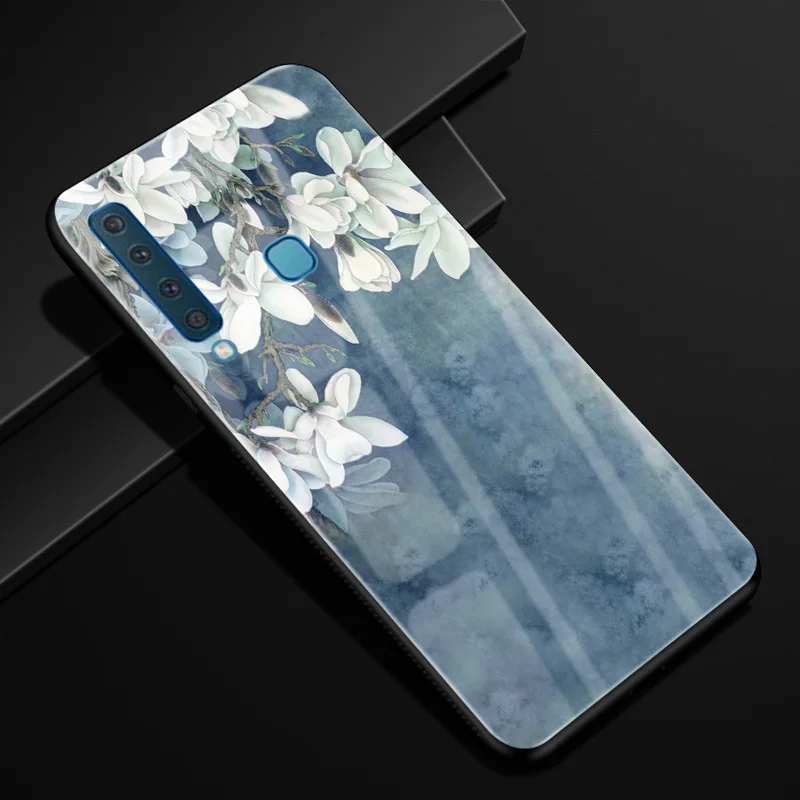 Для samsung A9 чехол A 9 PC Пластиковый стеклянный чехол для телефона черный TPU бампер чехол для samsung Galaxy A9 A920F A920 A9s - Цвет: 34