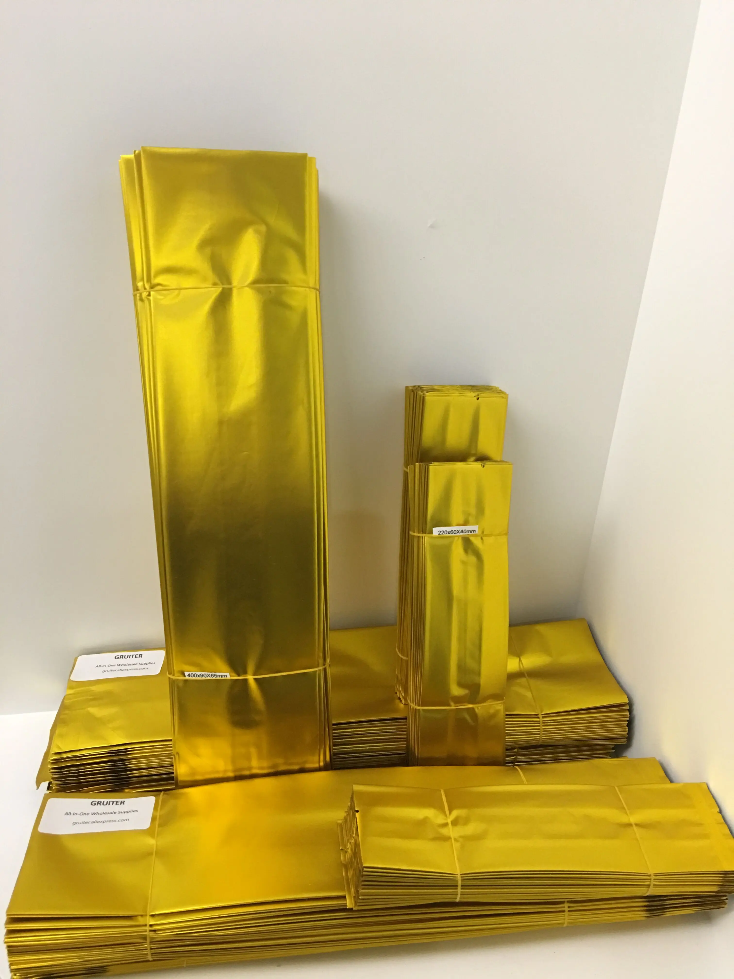 GRUITER изготовленные на заказ прочные 100x боковые ластовицы Золотые открытые пакеты