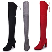 2021 spring new fashion side zipper long womens boots were thin high heeled thick suede over the knee women winter woman shoes