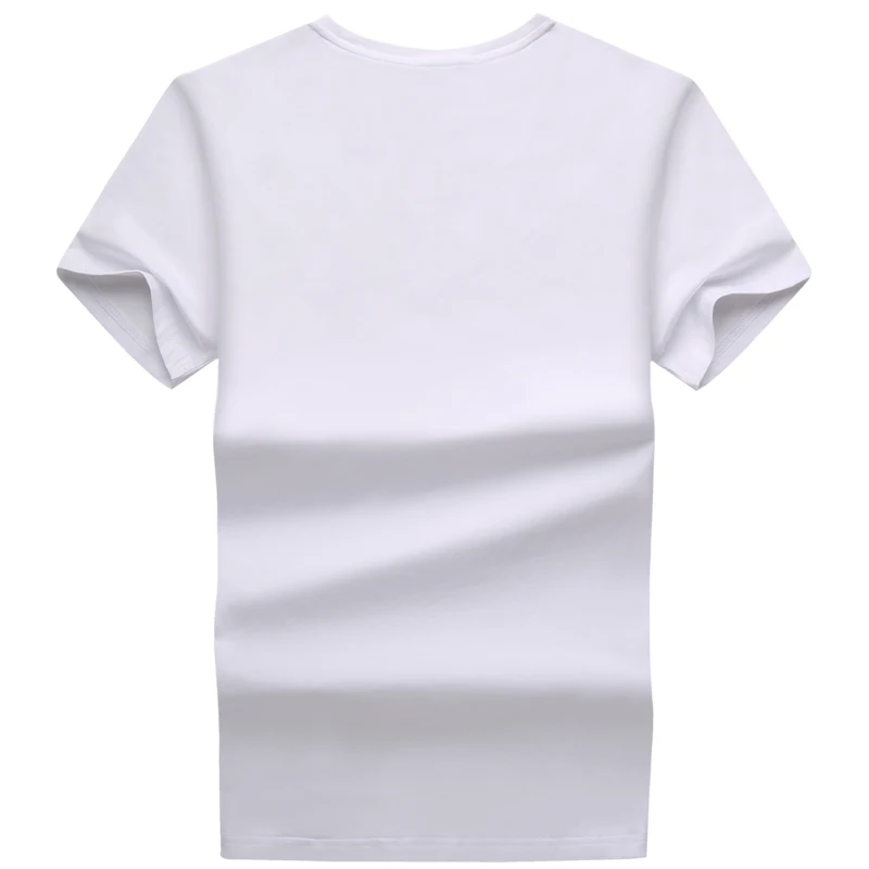 

High Quality T Shirt For Men O-Neck Cotton Spandex White With Black Plastisol Print