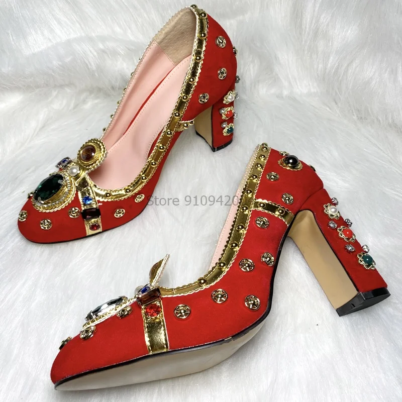 Туфли-лодочки женские на высоком массивном каблуке 6 см замшевые с круглым носком