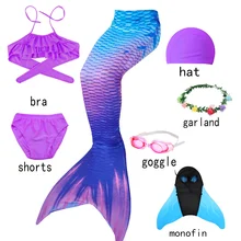 Mermaid costumes kids Swimsuit Bikini Flipper Mermaid Tails swimsuit mermaid with monofin for Swimming Mermaid tail Costumes