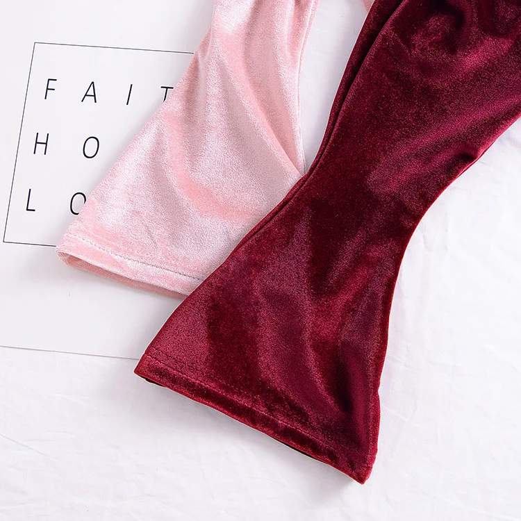 CYSINCOS золотые бархатные Модные узкие брюки-клеш для девочек хлопковые мягкие