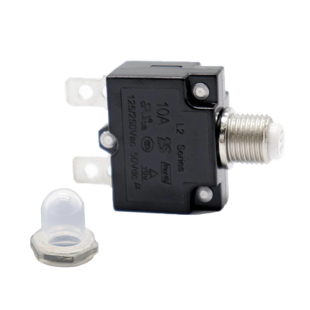 

125/250V 10A Circuit Breaker Overload Protector Switch Fuse Resettable Black