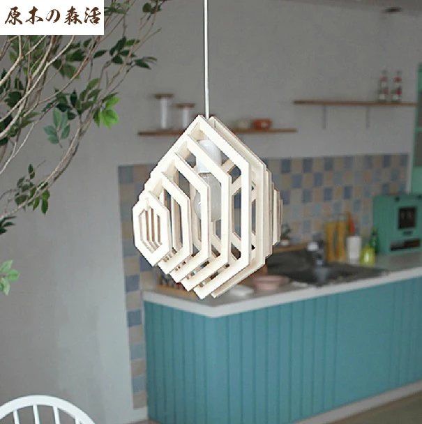 

Korean Simple Chinese Wooden Pendant Lamp Modern Fashion Coffee Hall Chandelier Lighting Romantic Pastoral Living Room