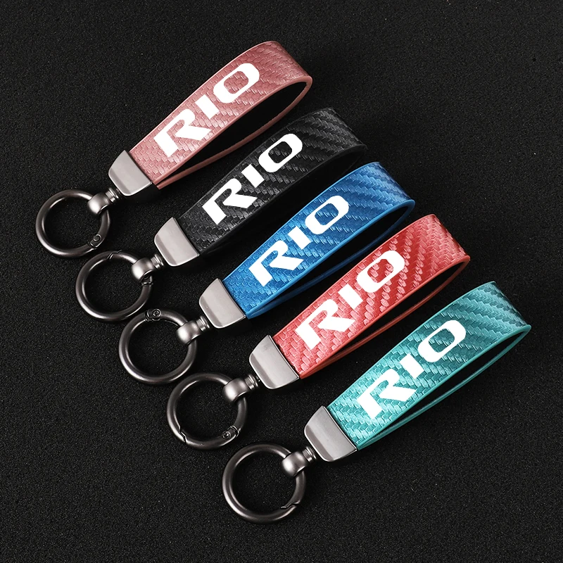 

Leather Car KeyChain 360 Degree Rotating Horseshoe Key Rings For KIA Rio 2 3 4 X Line car styling 4.8