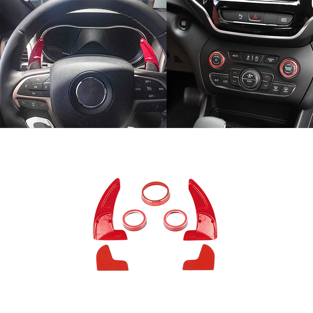 

for Jeep Grand Cherokee 2014-2020 Car Steering Wheel Shift Paddle Shifter Trim Air Conditioner Audio Switch Interior Accessories