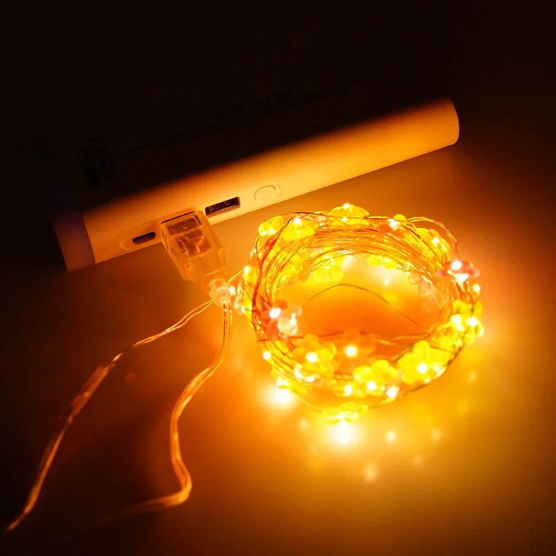 YINUO свеча 6 м 40LED светящаяся гирлянда в виде цветов USB Рождественские Праздничные