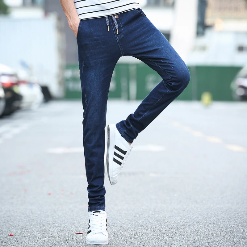

Men's blue spring and autumn high stretch jeans