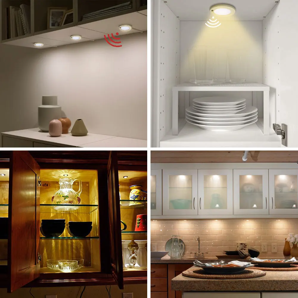 3 Вт датчик движения светодиодная подсветка под шкаф круглый 21 СИД Кухня смарт