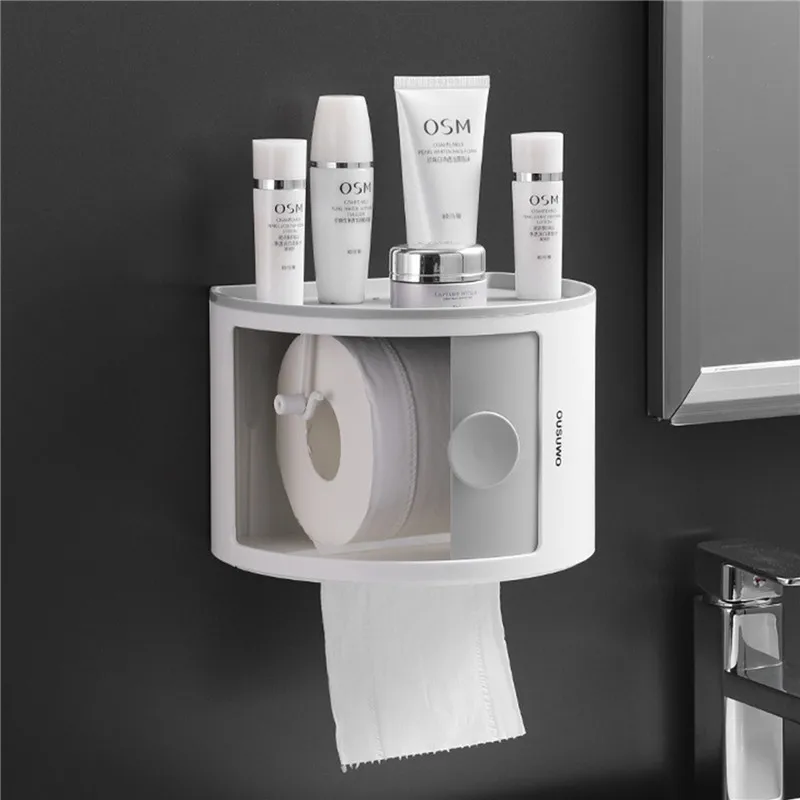 

Bathroom Storage Box Household Hole-Free Creative Waterproof Paper Roll Multi-Function Plastic Toilet Paper Box Storage Rack