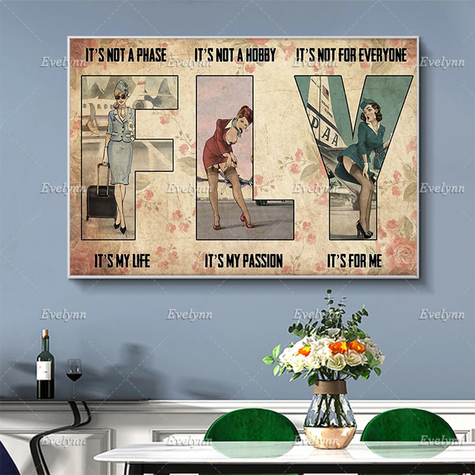 

Flight Attendant Air Stewardess Vintage Poster Hd Wall Art Prints Modular Pictures for Living Room Home Decor Canvas Painting
