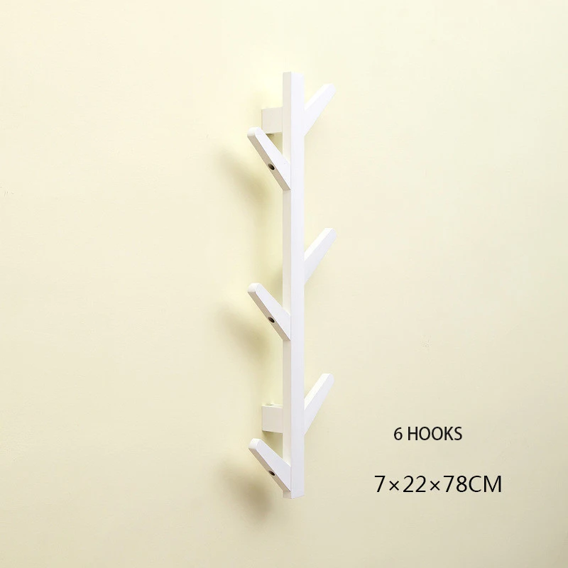 White 6hooks Горячая 6/8 Крючки вешалка для пальто настенная сплошная деревянная стена висячая гостиная спальня Декоративная вешалка для одежды вся шляпа стойка бамбуковая мебель - Цвет: White 6hooks