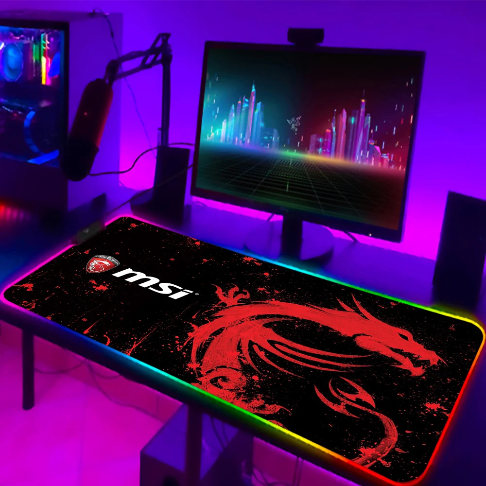 rgb msi mouse pad led light computer gaming accessories mousepad xl gamer desk mat non slip for pc keyboard laptop cs go carpet free global shipping